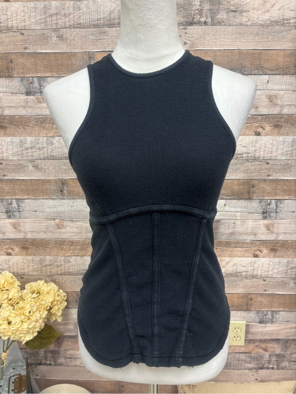 Free People Movement Black Ribbed Tank Large